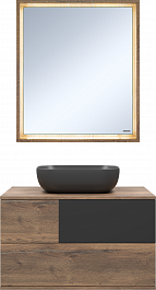 Misty Мебель для ванной Коломбо 80 подвесная дуб галифакс/антрацит – фотография-1