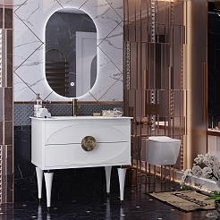 Opadiris Мебель для ванной Ибица 90 с овальным зеркалом белая/золото – фотография-2