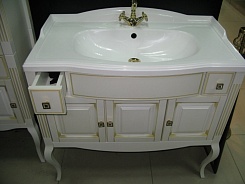 Opadiris Мебель для ванной Лаура 100 белая с бежевой патиной – фотография-7