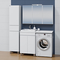 СанТа Мебель для ванной под стиральную машину Марс 120 L 2 двери белая – фотография-2