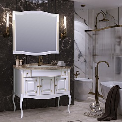 Opadiris Мебель для ванной Лаура 100 белая с бежевой патиной, мраморная столешница – фотография-2