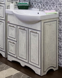 Sanflor Мебель для ванной Адель 82 L белая, патина серебро – фотография-2