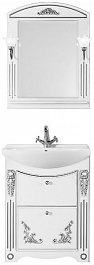 Водолей Мебель для ванной "Кармен 65" с ящиками, белая/серебро – фотография-1