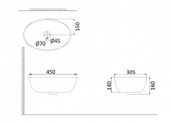 Creo Ceramique Раковина PU3200 (HDA052) 45 см – фотография-2