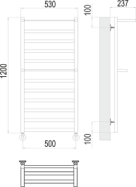 Terminus Полотенцесушитель водяной Хендрикс П12 500x1000 с полкой хром – фотография-3