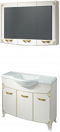 Какса-а Мебель для ванной Классик-Д 105 белый/золото – фотография-1