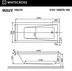 WhiteCross Акриловая ванна Wave 160x70 – фотография-4