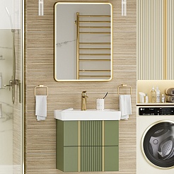 Brevita Мебель для ванной Vega 60 подвесная зеленая/золото – фотография-1