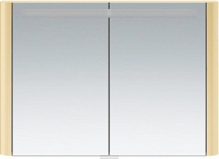 Am.Pm Зеркальный шкаф Sensation 100, с подсветкой, нуга, глянцевая – фотография-1