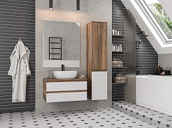 Brevita Мебель для ванной Dakota 80 подвесная дуб галифакс олово/белая – фотография-11