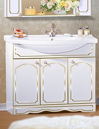 Бриклаер Мебель для ванной Лючия 100 белый глянец/золото – фотография-7