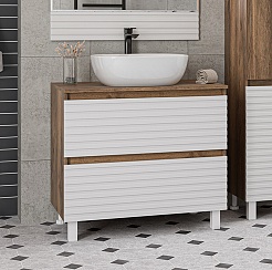 Brevita Мебель для ванной Dakota 80 дуб галифакс олово/белая – фотография-3