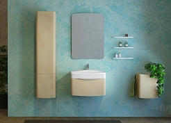 Velvex Мебель для ванной Iva 60 подвесная, светлый лен, зеркало-шкаф – фотография-8