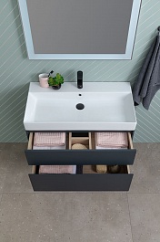 Aquanet Мебель для ванной Бруклин 60 подвесная черная матовая – фотография-9