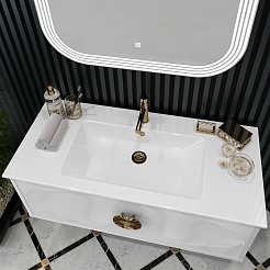 Opadiris Мебель для ванной Ибица 120 подвесная белая/золото – фотография-7