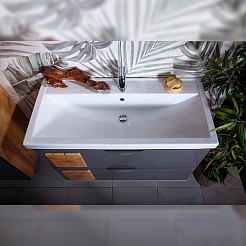 Бриклаер Мебель для ванной Форест 100 дуб золотой/антрацит – фотография-7