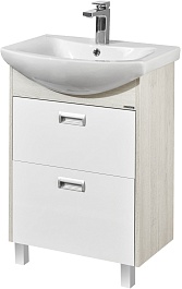 Акватон Мебель для ванной Бекка Pro 60 с зеркалом белая/дуб сомерсет – фотография-2