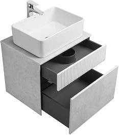 Акватон Мебель для ванной Марбл 60 подвесная слэйт/белая матовая – фотография-5