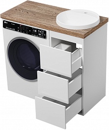 Brevita Мебель для ванной Grafit 100 под стиральную машину белая/махагон – фотография-11