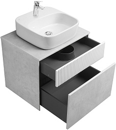 Акватон Мебель для ванной Марбл 60 Одри Soft подвесная слэйт/белая матовая – фотография-8