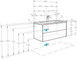 Акватон Мебель для ванной Сохо 100 подвесная дуб веллингтон/графит софт – фотография-16