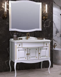 Opadiris Мебель для ванной Лаура 100 белая с бежевой патиной – фотография-1