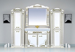 Misty Зеркало для ванной Барокко 120 белое патина – фотография-3