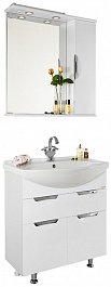 Водолей Мебель для ванной Лира 75  R с ящиками белая – фотография-1