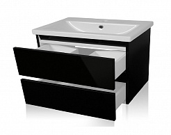 Style Line Мебель для ванной Даймонд 80 Люкс черная, PLUS подвесная – фотография-8
