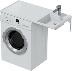 СанТа Мебель для ванной под стиральную машину Марс 100 R подвесная белая – фотография-10