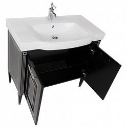 Aquanet Мебель для ванной Паола 90 Домино, черная/патина серебро (186393) – фотография-10