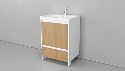 Velvex Мебель для ванной напольная Klaufs 60 белая/дерево, 1 ящик – фотография-6