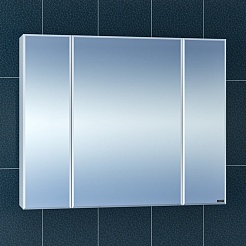 СанТа Мебель для ванной под стиральную машину Марс 90 L с зеркальным шкафом Стандарт 90 белая – фотография-15