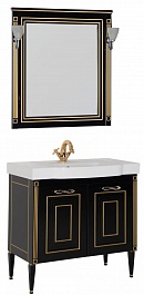 Aquanet Мебель для ванной Паола 90 Домино, черная/патина золото (186392) – фотография-1