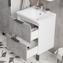 Volna Мебель для ванной Twing 70.2Y белая/бетон – фотография-7