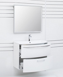 De Aqua Мебель для ванной Лонг 90, зеркало Алюминиум – фотография-8
