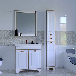 СанТа Мебель для ванной Мадрид 80 белая патина, золото – фотография-2