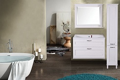 ASB-Woodline Мебель для ванной Прато 100 белый, патина серебро, массив ясеня – фотография-11