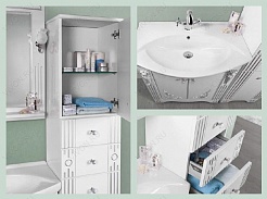 Водолей Мебель для ванной "Кармен 75" 2 двери, белая/серебро – фотография-3