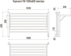 Terminus Полотенцесушитель электрический Горизонт П8 1000x600 черный муар – фотография-5