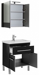 Aquanet Мебель для ванной "Сиена 70" черная напольная (196501) – фотография-2
