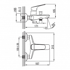 Iddis Смеситель для ванны с душем Vinsente VINSB00i02 – фотография-2