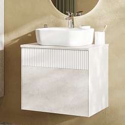 Акватон Мебель для ванной Марбл 60 Одри Soft подвесная слэйт/белая матовая – фотография-4