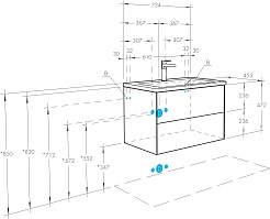 Акватон Мебель для ванной Сохо 75 L подвесная дуб веллингтон/графит софт – фотография-18