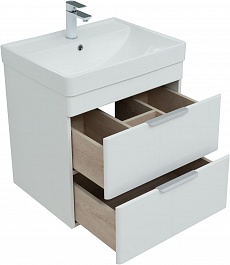 Aquanet Мебель для ванной Ирис New 60 2 ящика подвесная белая глянцевая – фотография-8