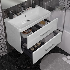 Opadiris Мебель для ванной Арабеско 80 с зеркалом подвесная белая – фотография-6