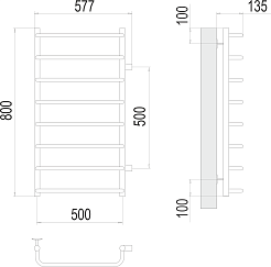 Terminus Полотенцесушитель водяной Стандарт П8 500x800 БП500 хром – фотография-3