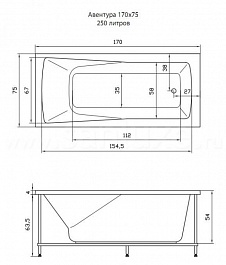 Aquatika Акриловая ванна H2O Авентура Basic 170x75 cм – фотография-2