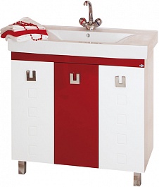Misty Мебель для ванной Эллада 75 красно-белая – фотография-2