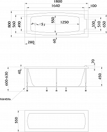 100Acryl Акриловая ванна Aria 180x80 – фотография-4